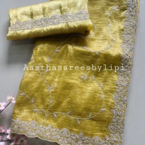 Metallic Crushed Soft Organza Saree