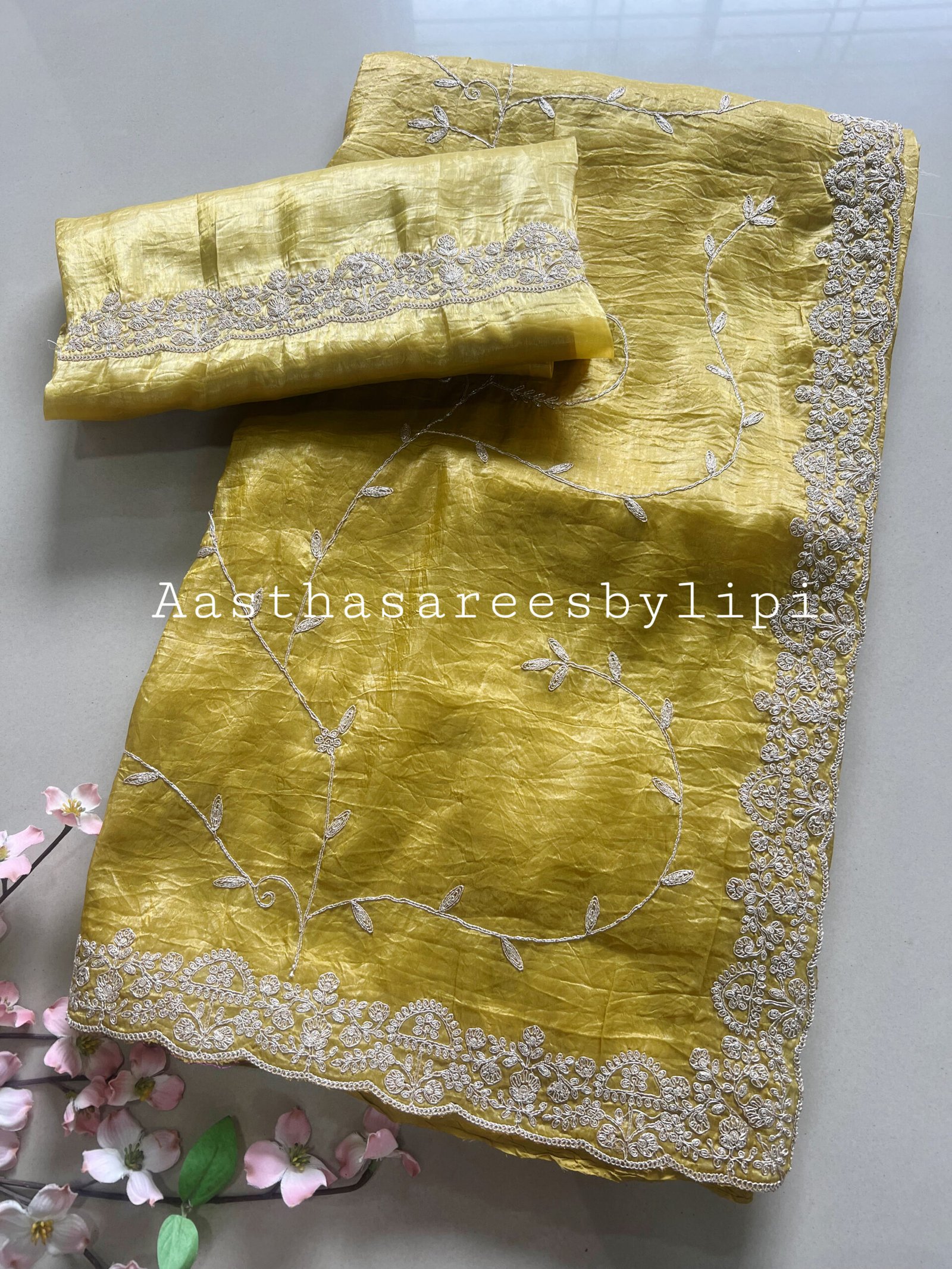 Metallic Crushed Soft Organza Saree