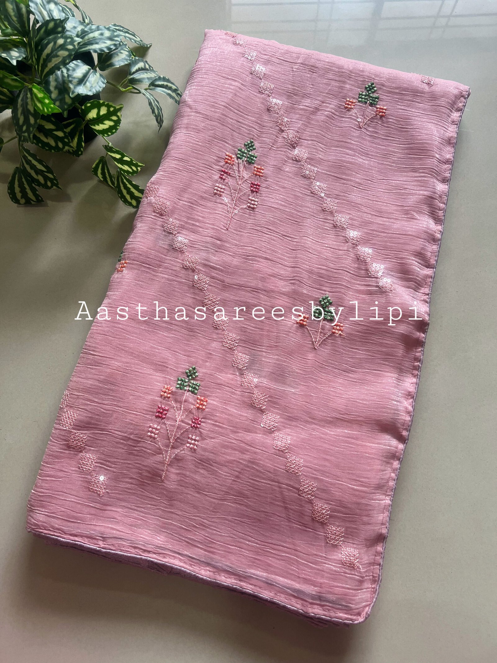 Thread Work Shimmer Saree