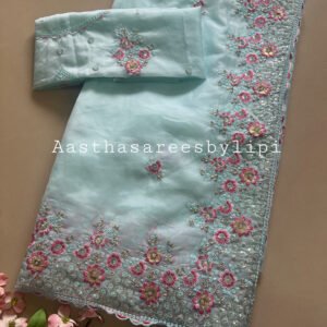 Pastel Colour Work Saree