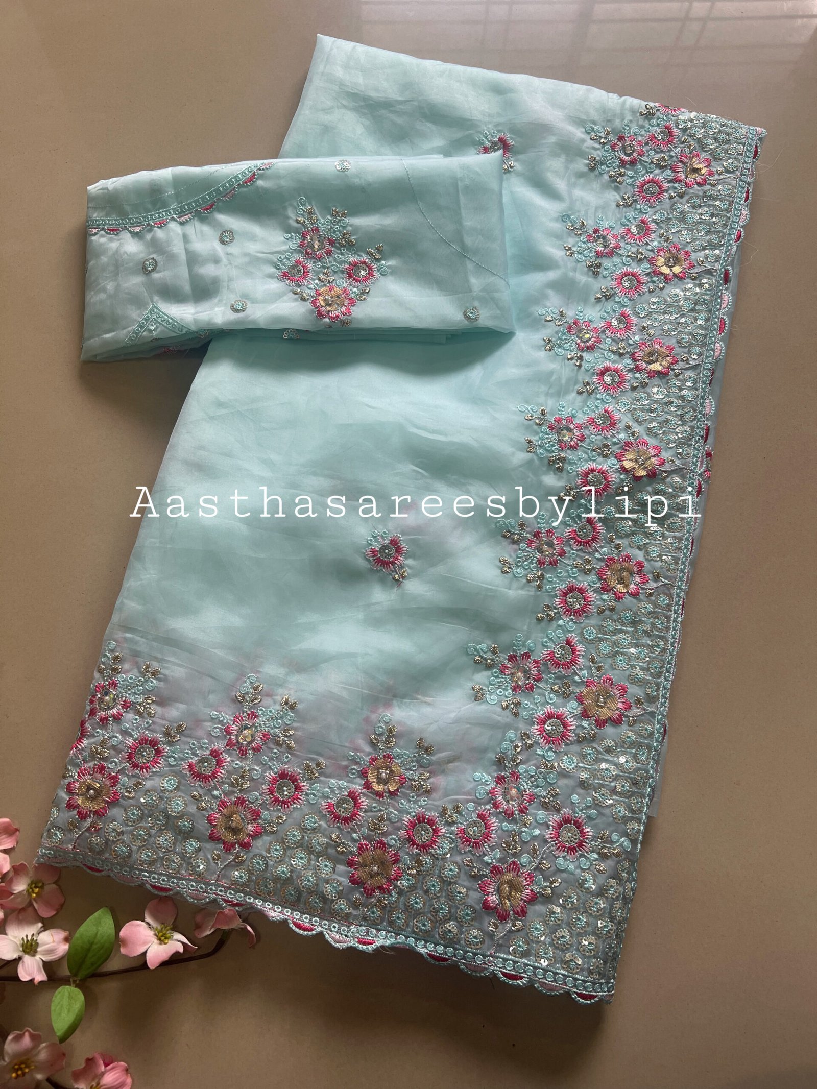 Pastel Colour Work Saree