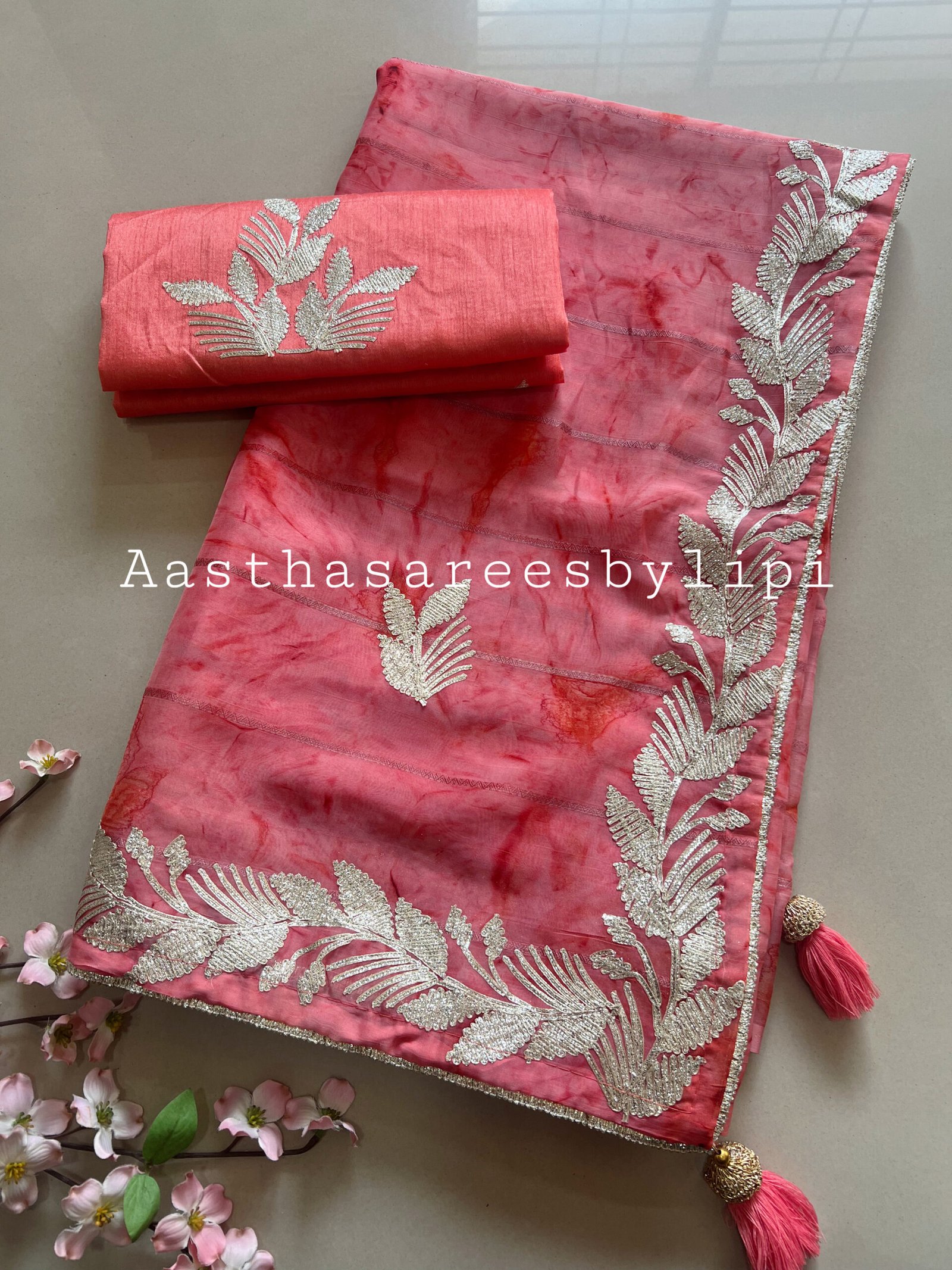 Pheta work Chiffon Saree - Image 2