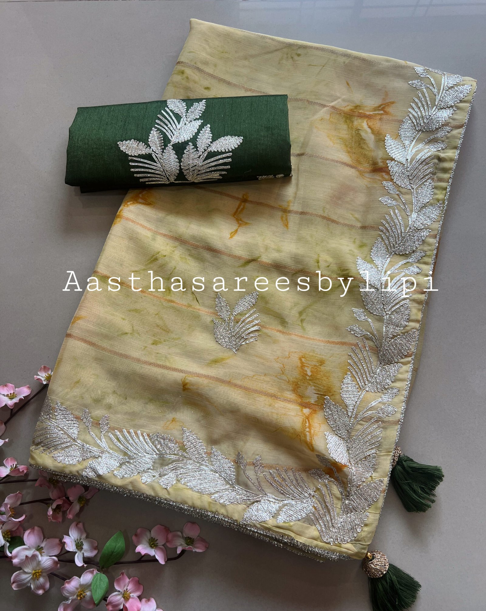 Pheta work Chiffon Saree