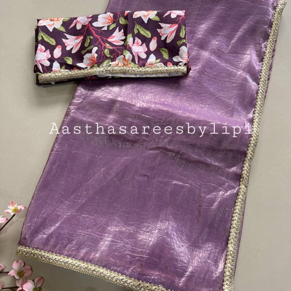 Soft Metallic Crush Fabric Saree