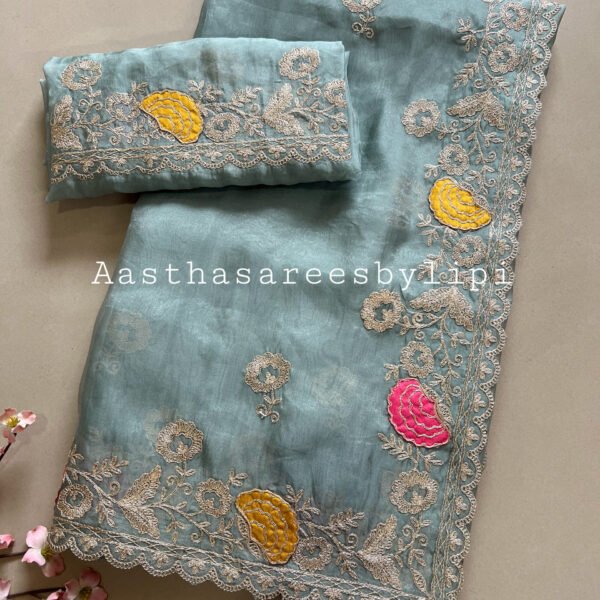 Pitta Patch Work Border Shimmer Saree