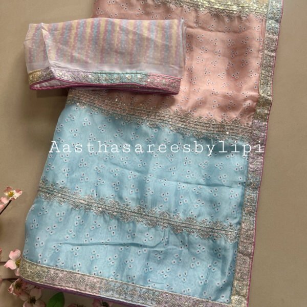 Multicoloured Chiffon Organza Printed Saree