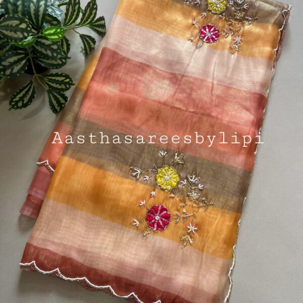 Multi Coloured Tissue Shimmer Sarees