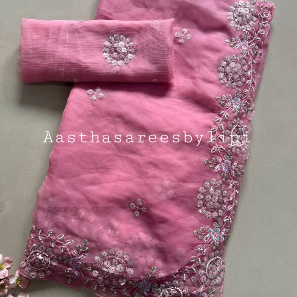 Shimmer Chiffon Sequence Work Sarees