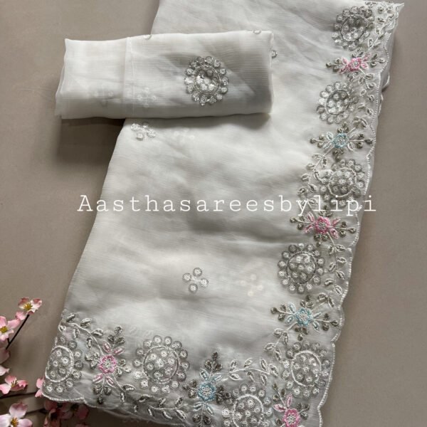 Shimmer Chiffon Sequence Work Sarees