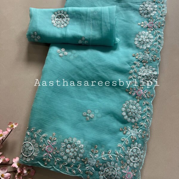 Shimmer Chiffon Sequence Work Sarees