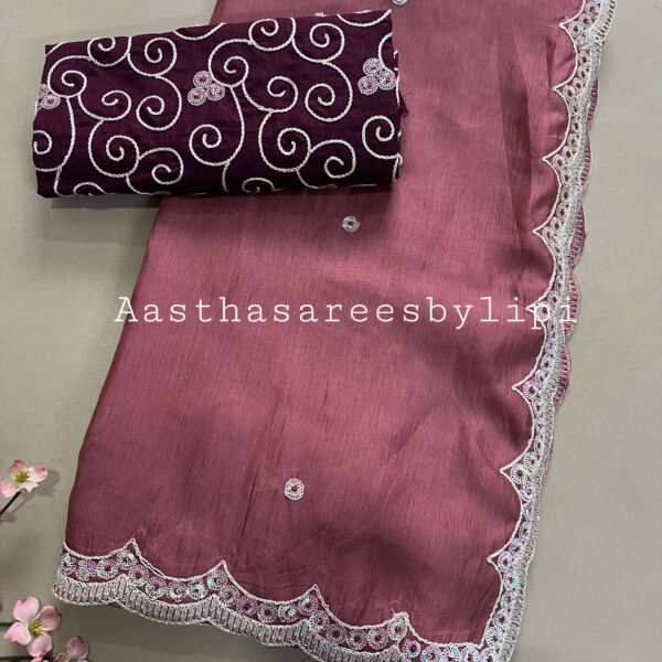 Heavy Blouse Semi Net Saree