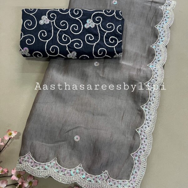 Heavy Blouse Semi Net Saree