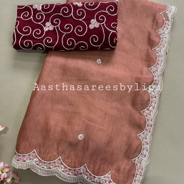 Heavy Blouse Semi Net Saree