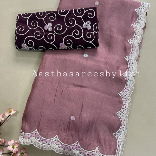 Heavy Blouse Semi Net Saree