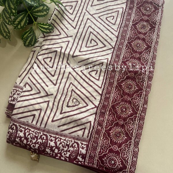 Rayon Semi Mul Cotton Geometric Print Sarees