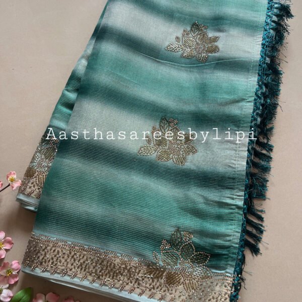 Stone Work Soft Cotton Silk Saree