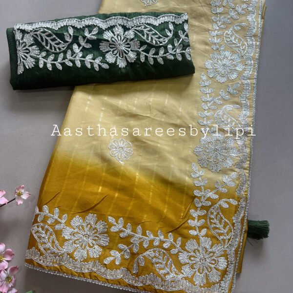 Shaded Pitta Work Saree