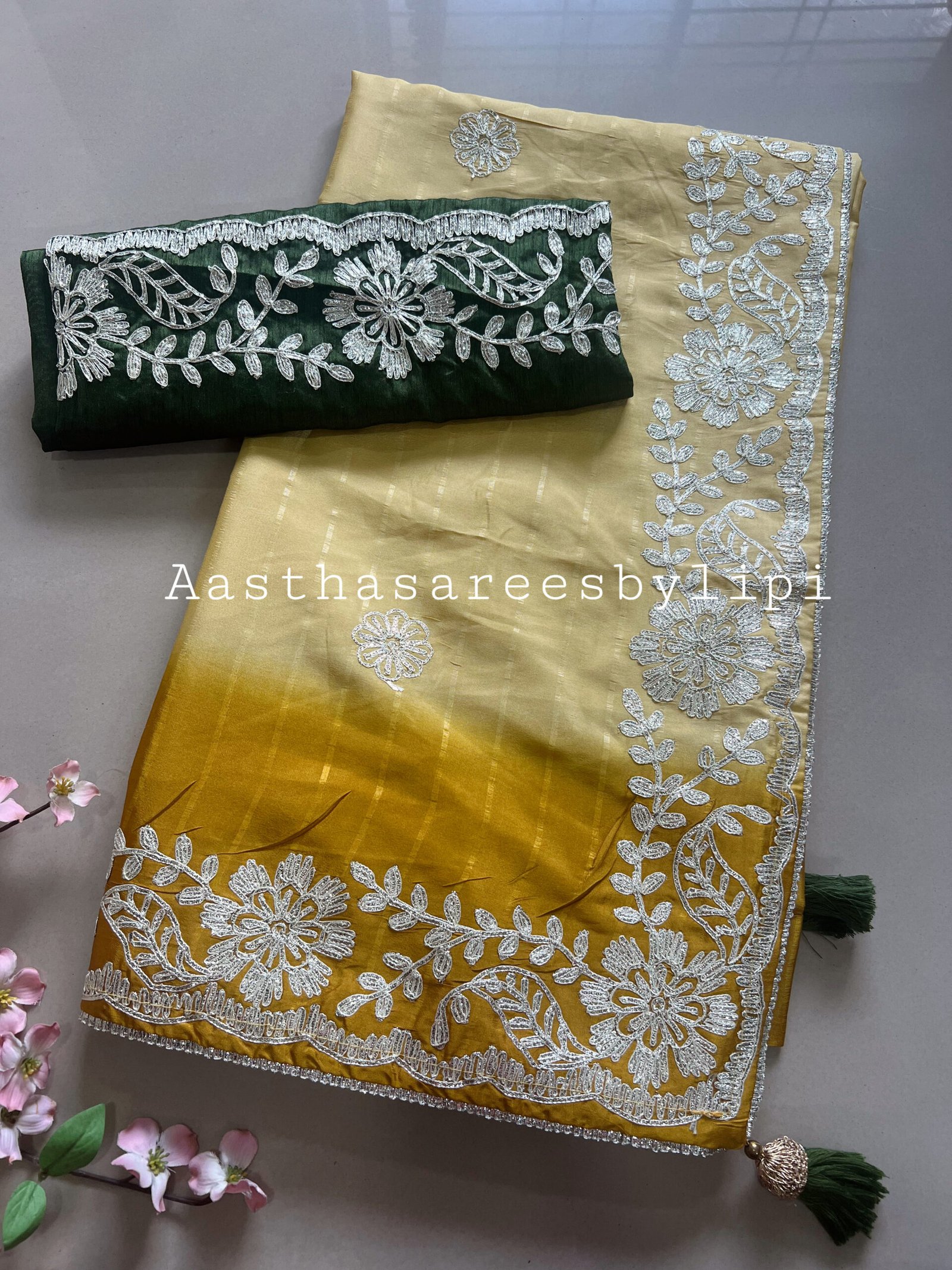 Shaded Pitta Work Saree