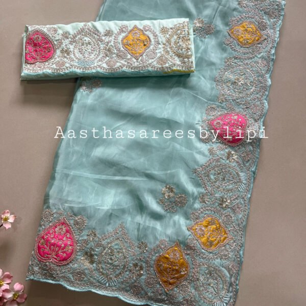 Patch Work Pitta Border Shimmer Dola Silk Sarees