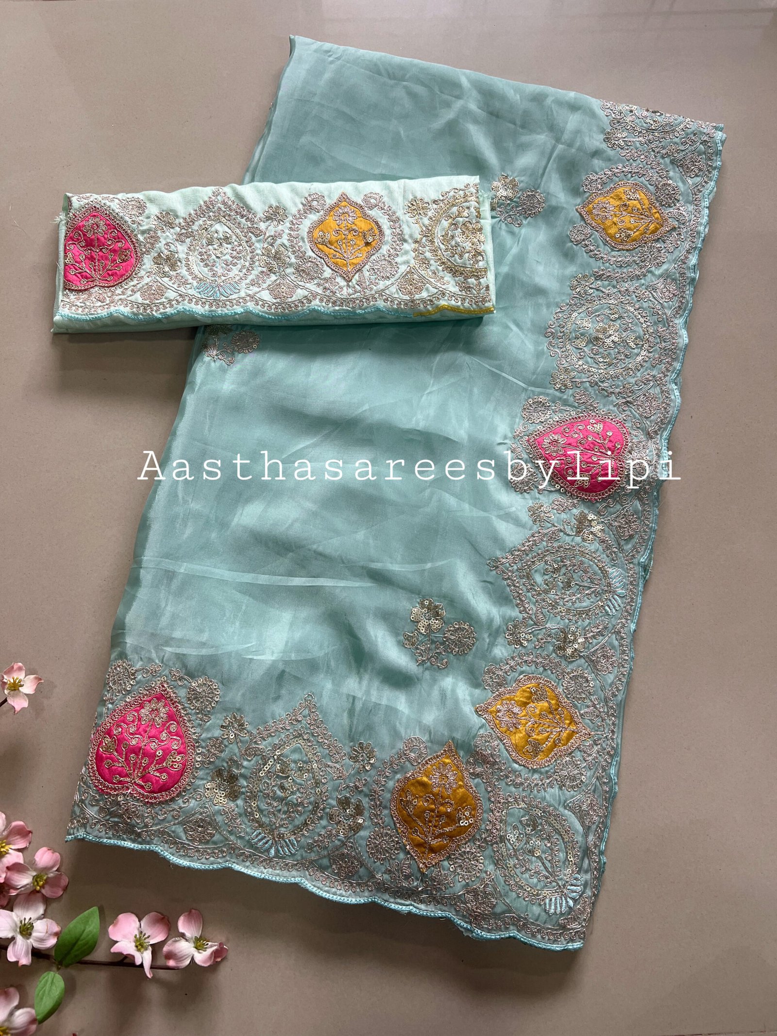 Patch Work Pitta Border Shimmer Dola Silk Sarees