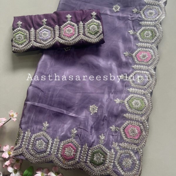 Cut Work Border Dola Shimmer Silk Saree