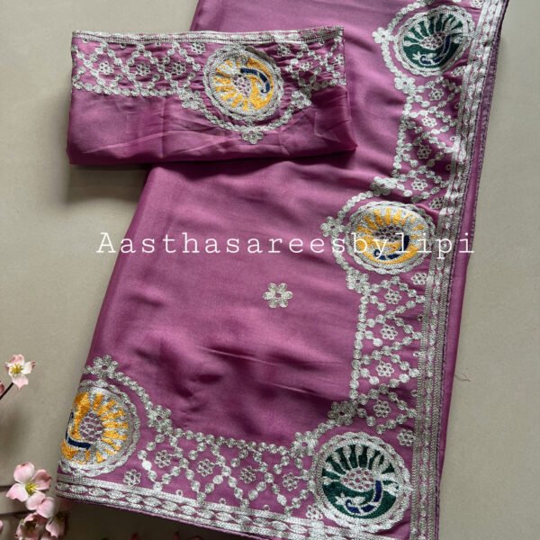 Peacock Border Shimmer Sarees