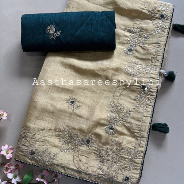 Gotta Patti Minimal Work Border Semi Cotton Silk Sarees