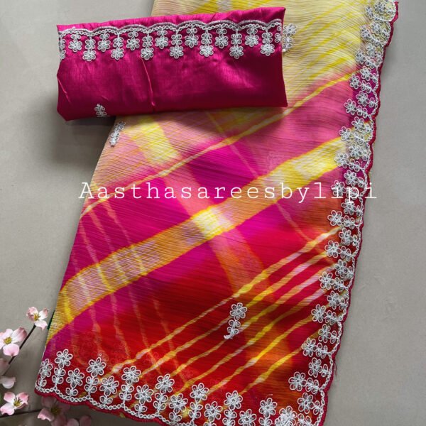 Multicoloured Lehriya Weightless Chiffon Saree