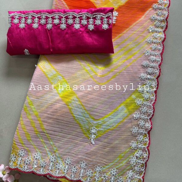 Multicoloured Lehriya Weightless Chiffon Saree