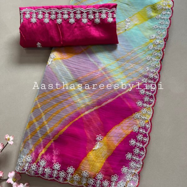 Multicoloured Lehriya Weightless Chiffon Saree