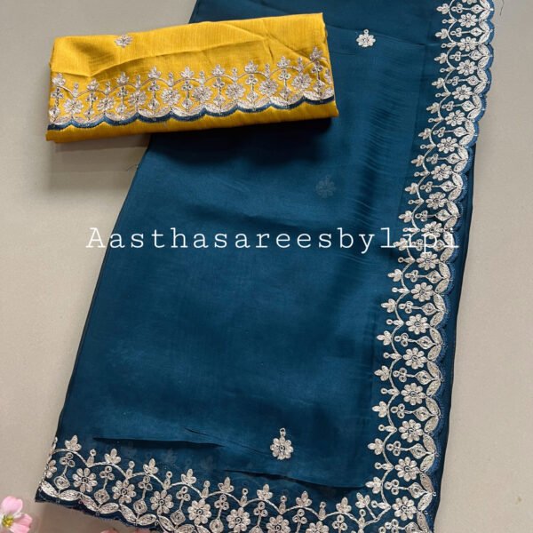 Softest Organza Pitta Work Sarees