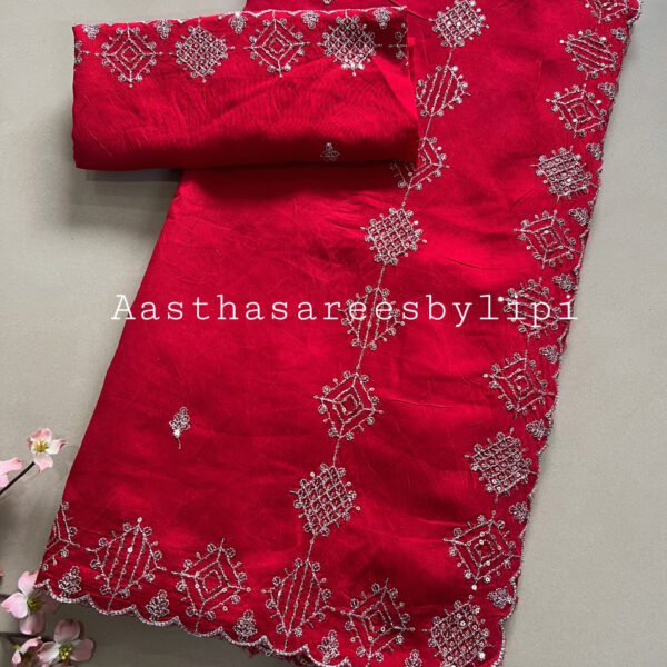 Red Rayon Cotton Soft Saree