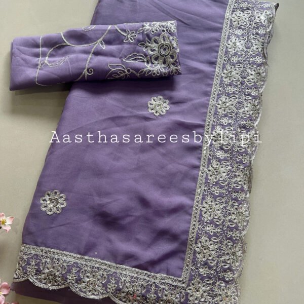 Pitta Work Jari Embroidery Shimmer Sarees