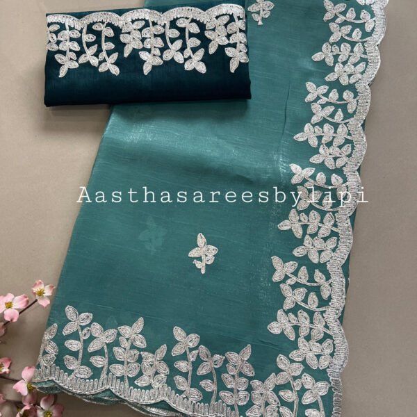 Pheta Work Shimmer Chiffon Sarees