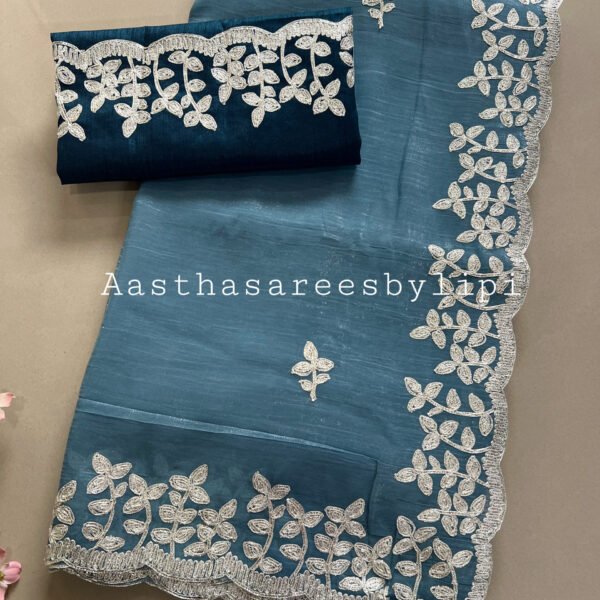 Pheta Work Shimmer Chiffon Sarees