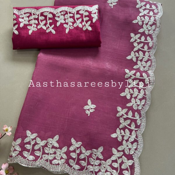 Pheta Work Shimmer Chiffon Sarees