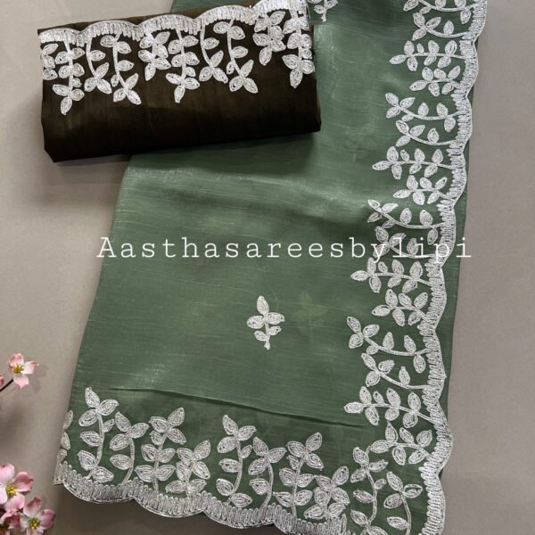 Pheta Work Shimmer Chiffon Sarees