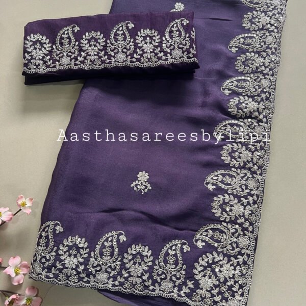 Pitta work Shimmer Sarees