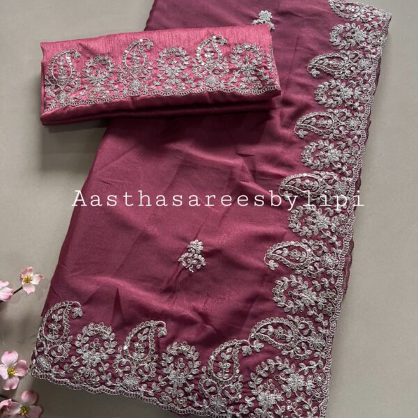 Pitta work Shimmer Sarees