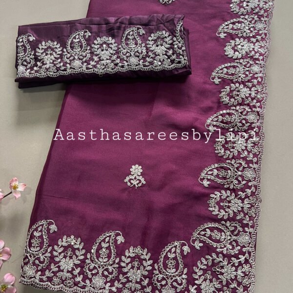 Pitta work Shimmer Sarees