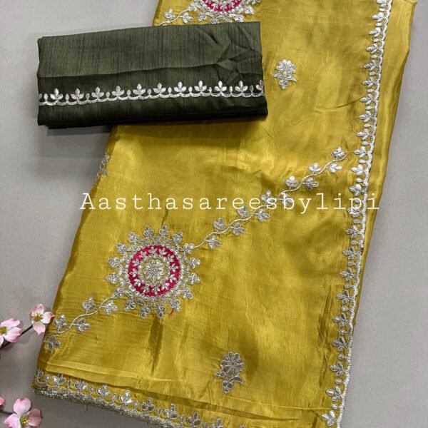 Shimmer Silk Diagonal Work Designer Sarees