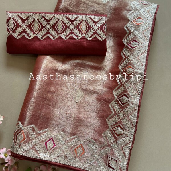 Pheta Work Crushed Shimmer Organza Sarees