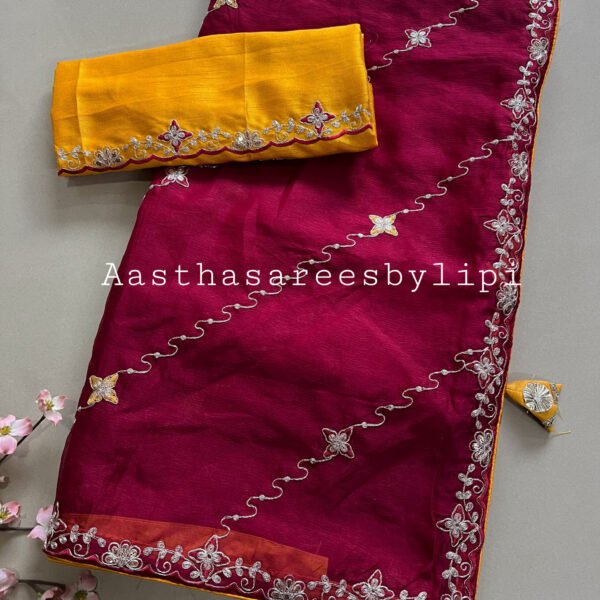 Soft Organza Pitta Work Sarees