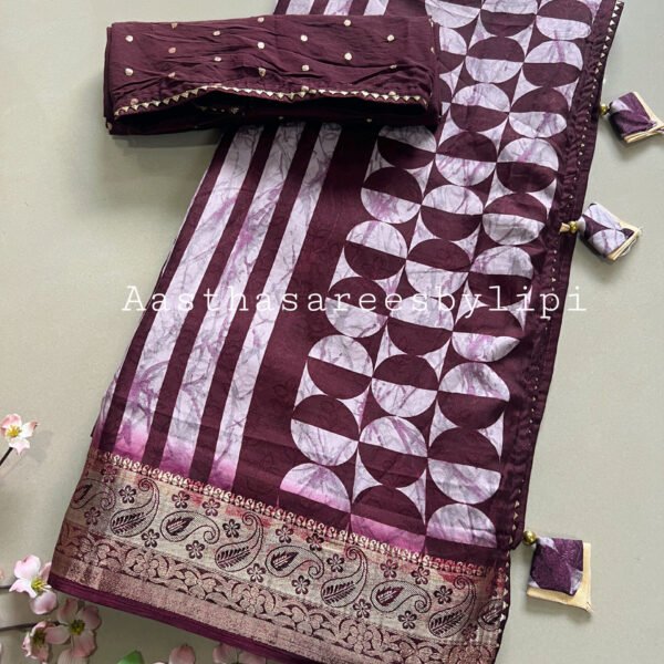 Half & Half Printed Soft Silk Saree