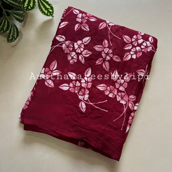 Moss Crushed Georgette Printed Saree