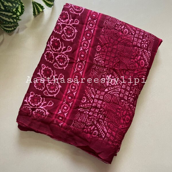 Moss Crushed Georgette Printed Saree