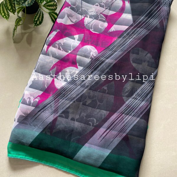 Georgette Printed Half & Half Saree