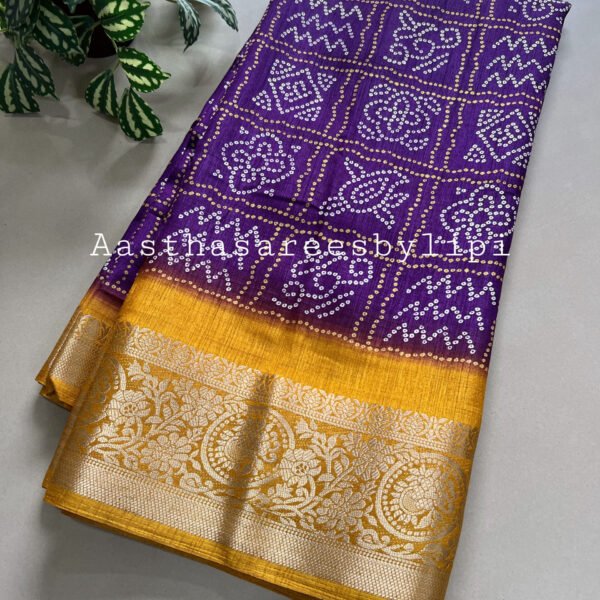 Bandhej Dola Silk Jari Border Saree