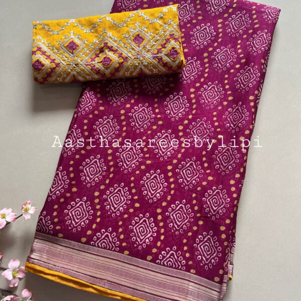 Heavy Blouse Printed Chiffon Saree