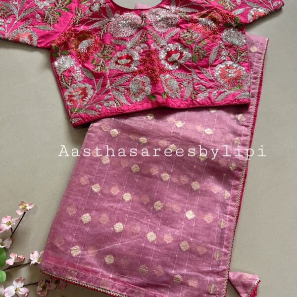 Stitched Blouse Soft Organza Saree